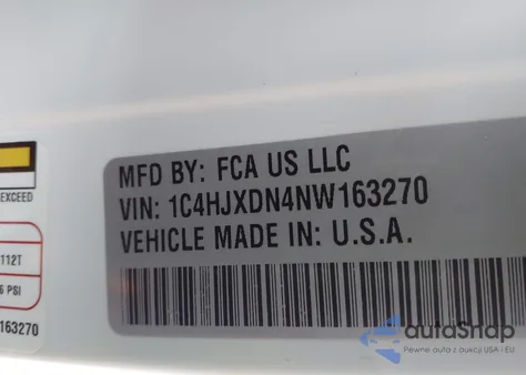 2022 Jeep Wrangler Unlimited Sport S 4X4 z USA, uszkodzony, nr VIN 1C4HJXDN4NW163270